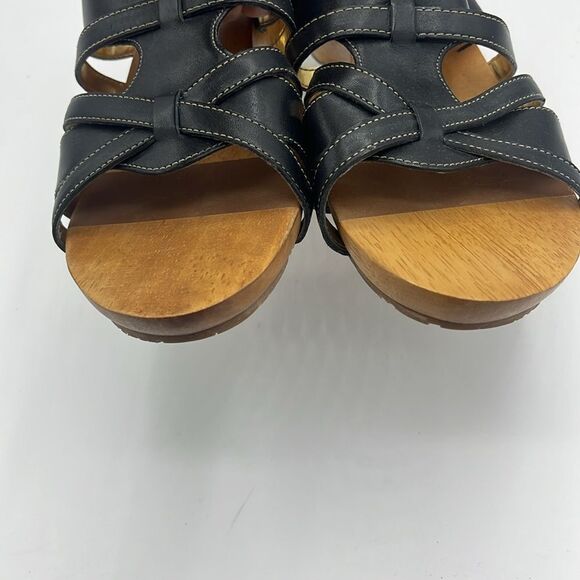 Naturalizer women’s Athens black wooden sole slip on sandal - Picture 3 of 6